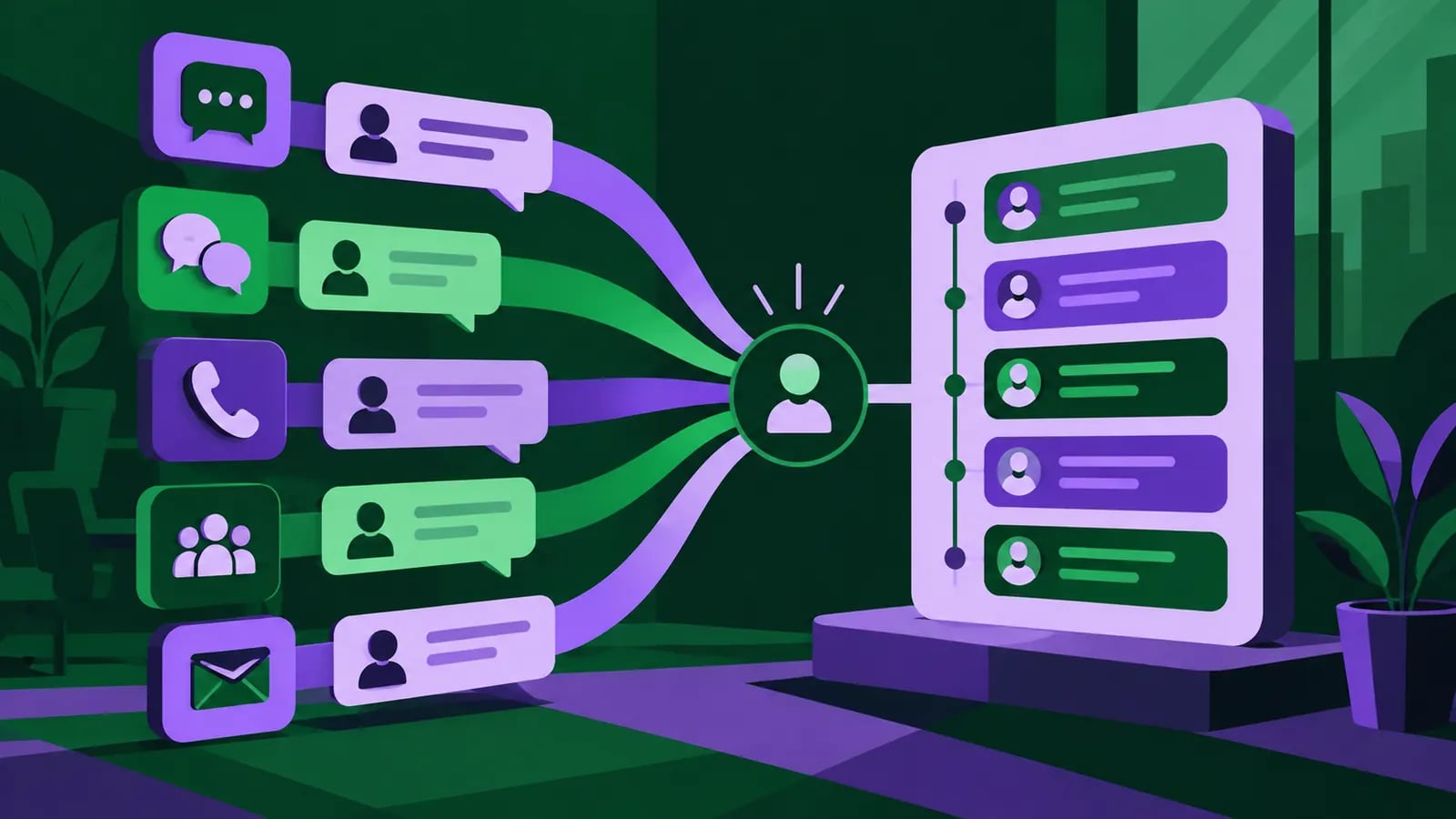 Диалоги из разных каналов объединяются в одной истории CRM